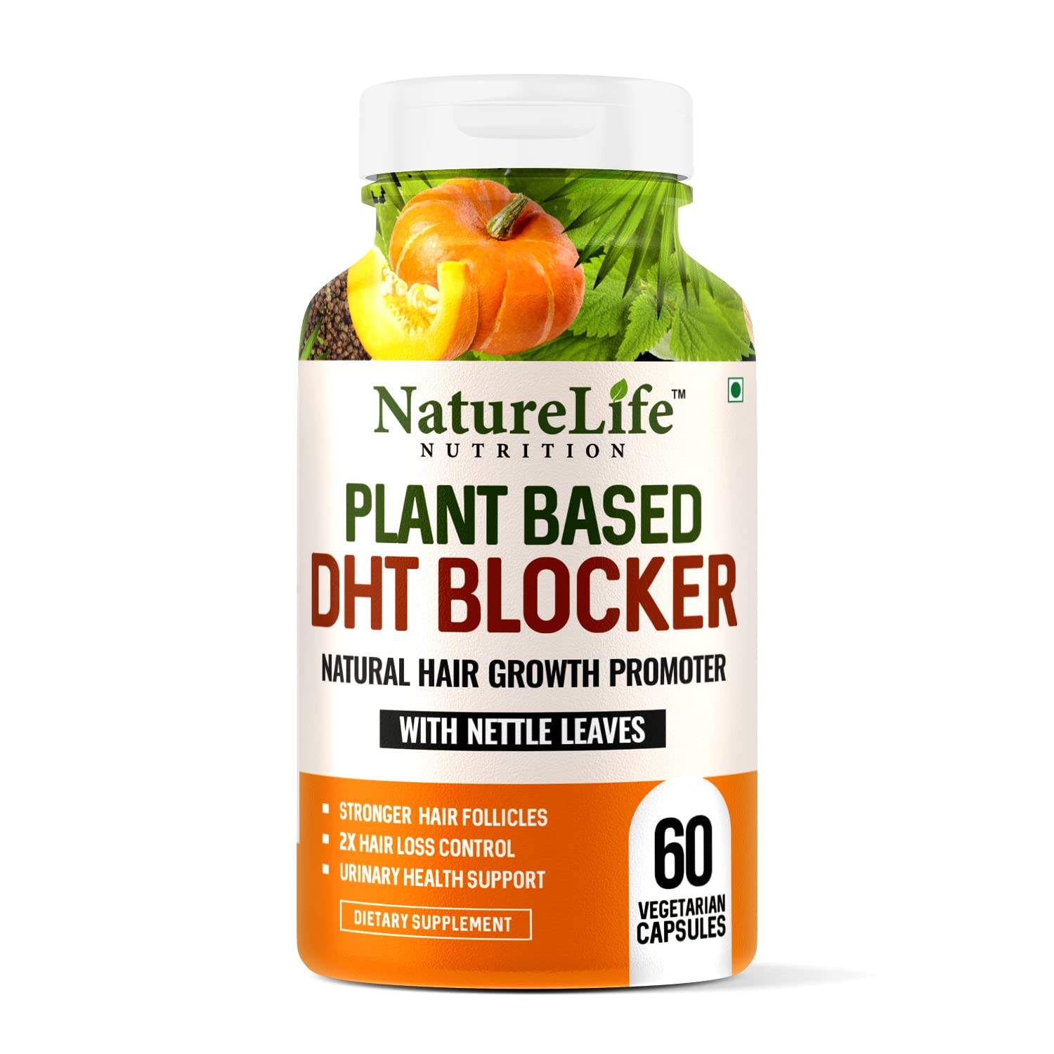 NatureLife Nutrition DHT Blocker with Pumpkin, Nettle Leaves & Fenugreek � 60 Veg Capsules