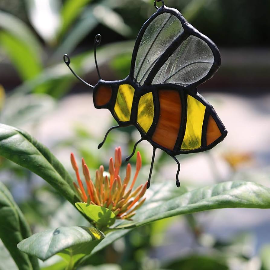 Bienen-Buntglas-Ornament Als Sonnenfänger – Handgefertigt, Für Innen/außen, Tolles Geschenk
