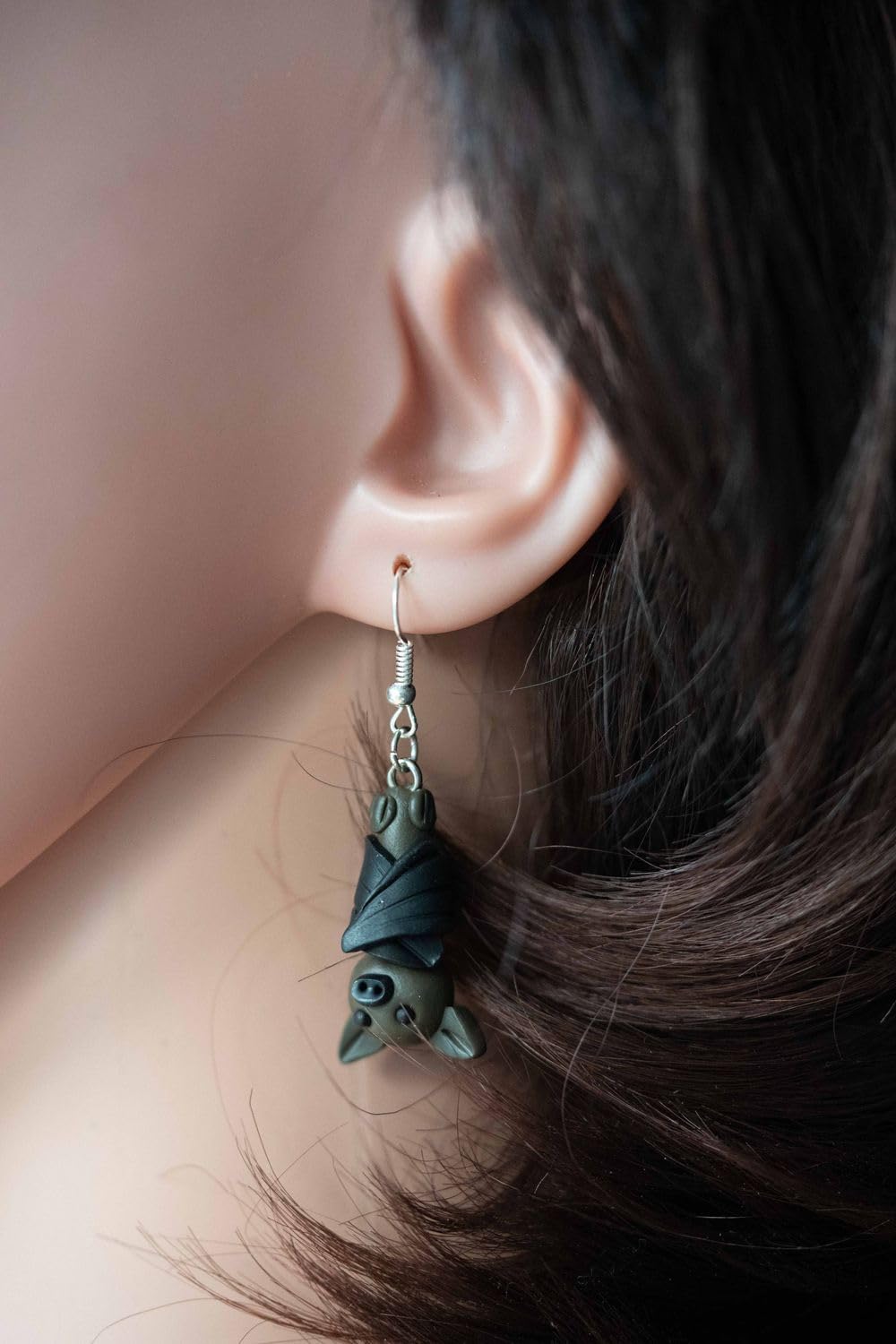 Miniblings Fledermaus Ohrringe Hänger Vampir Kostüm Halloween hängend schwarz - Handmade Modeschmuck I Ohrhänger Ohrschmuck versilbert