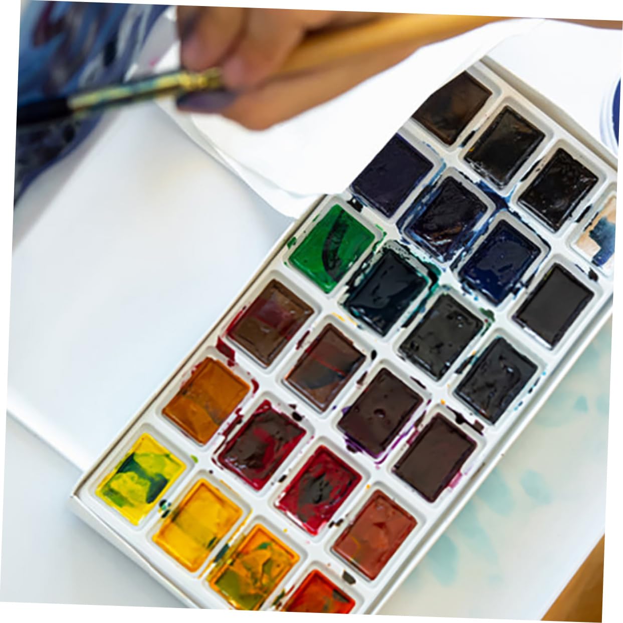 jojofuny 5 Ensembles Pans Transparent Watercolor Paint Half Pans for Acrylic and Oil Painting for Artists and DIY Projects 75 Pièces * 5