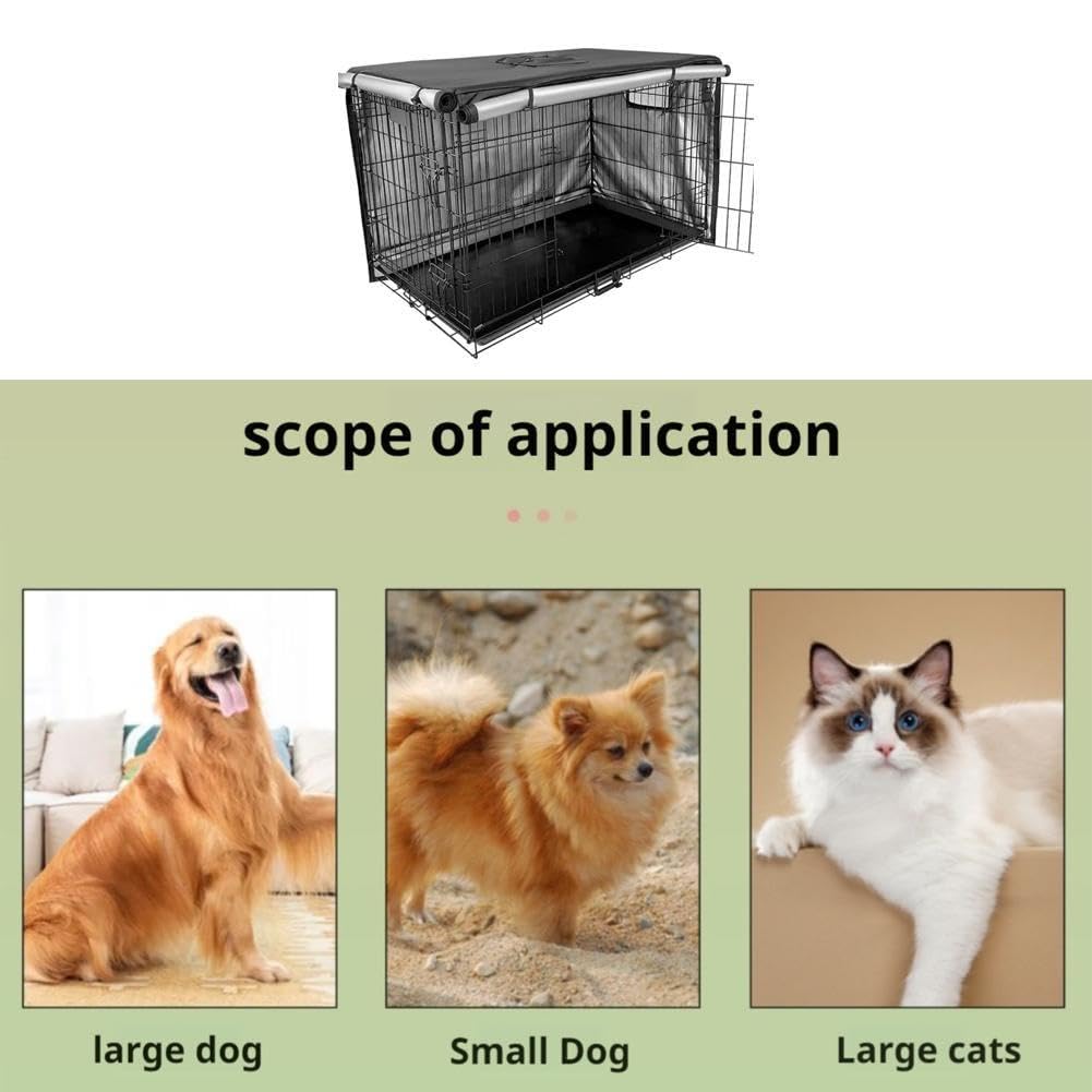 Housse de cage pour chien Oxford coupe-vent avec fenêtre respirante pour chien, convient aux caisses, à la plupart des fils