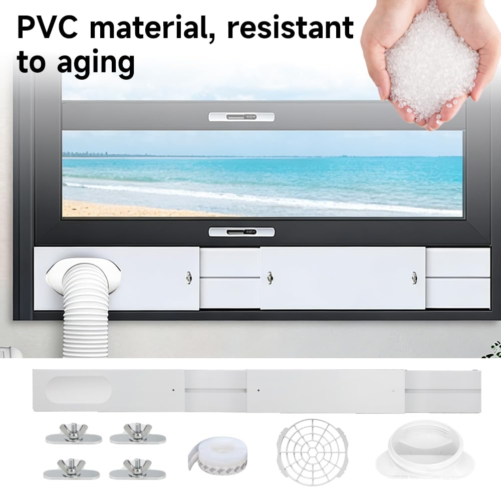 Kit Ventana Aire Acondicionado Portátil, Placas de Sellado de Ventana Corredera de Aire Acondicionado, para Manguera de Escape de 13 cm en Antihorario/en Horario y de 15 cm en Antihorario