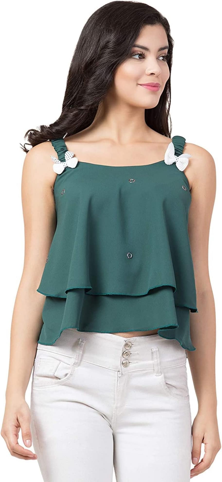 Flared Solid Spaghetti Top|Sleeveless Crop Top| Girls Top (Age Group 14-20yrs)|Sizes S,M,L|Summer Tops|10 Colors|Under 399 Tops for Girls