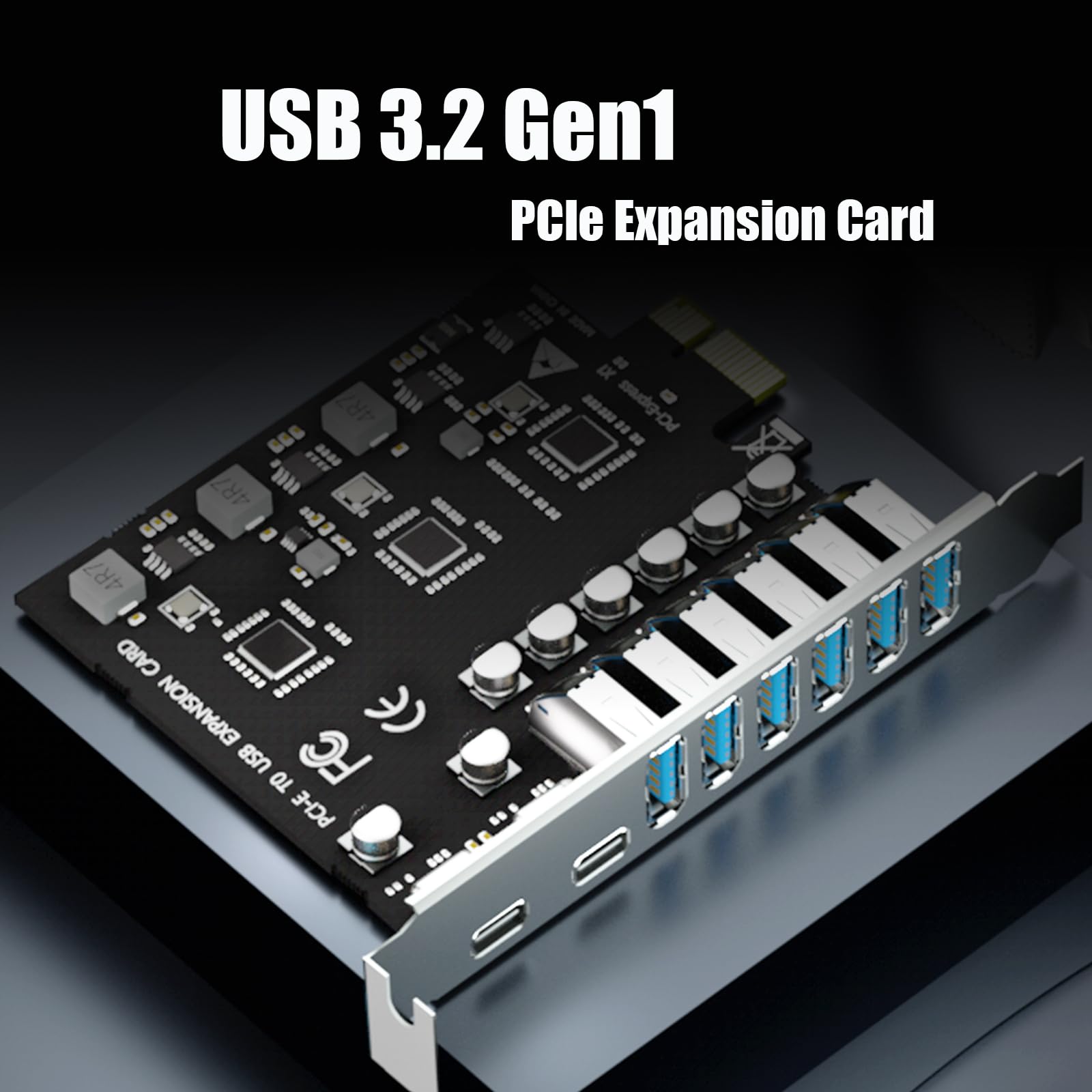 GLOTRENDS U6A2C Carte d’Extension PCIe USB 8 Ports, 2 USB-C et 6 USB-A (USB 3.2 Gen 1), Compatible avec Windows et Linux (ne supporte Pas Mac OS)