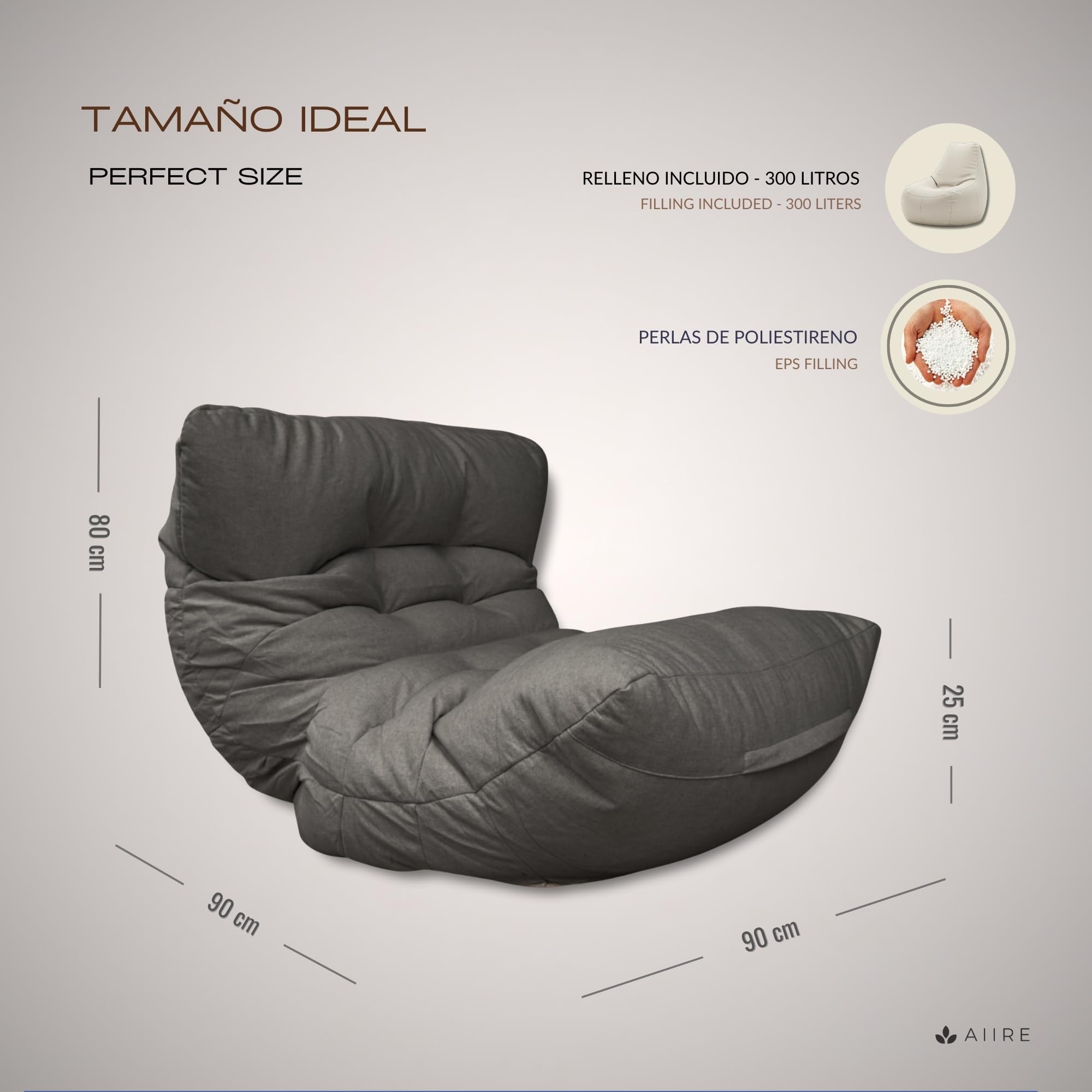 Aiire Puff Salon de Lujo Moderno - Sofa Puf con Relleno Incluido Gigante de Diseño en Terciopelo Premium - Bean Bag Chair Grande para Adultos o Decoracion Habitacion Juvenil - Puffs XXL Azul
