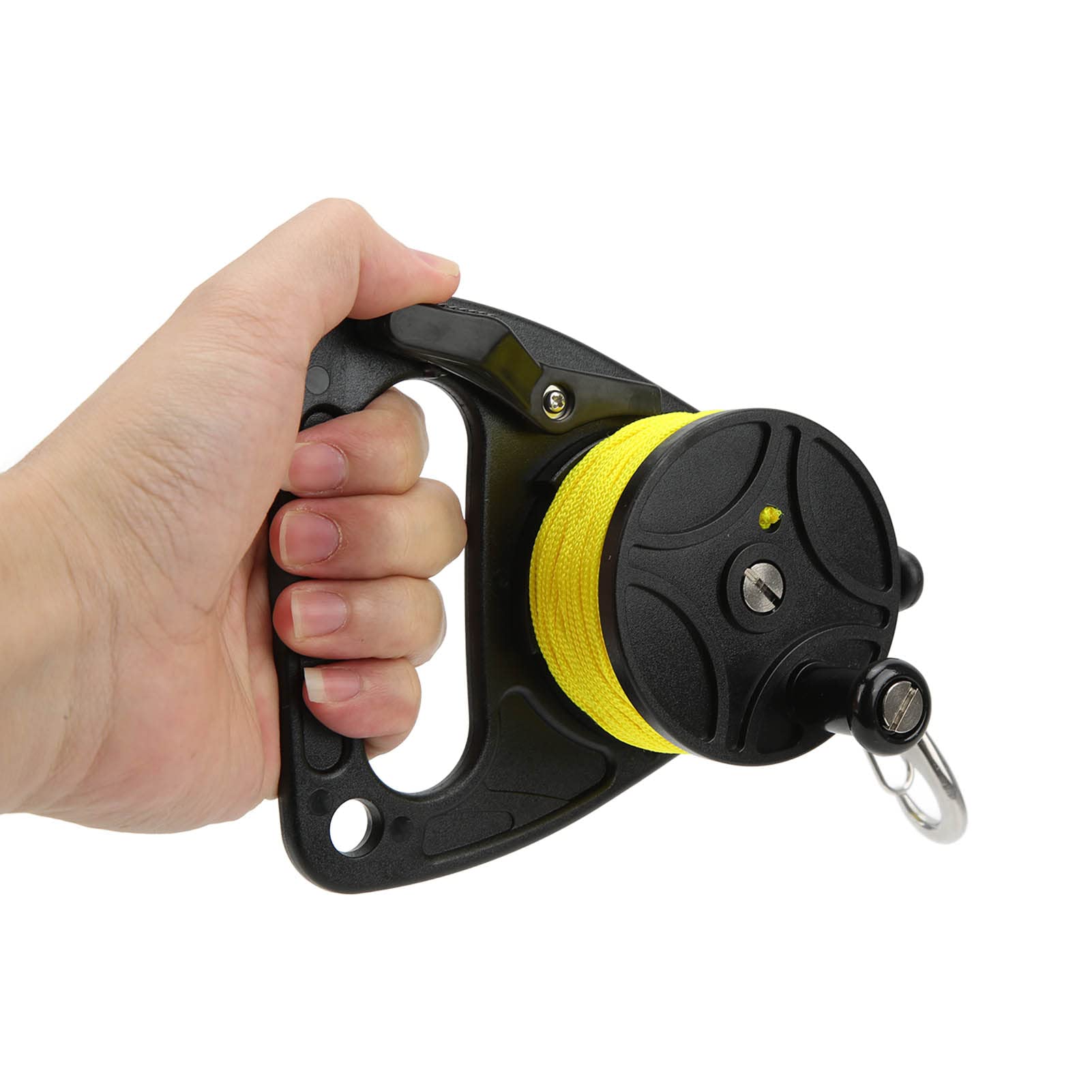 Taucherrollen -Fischereifischerei mit Daumenstopper Haken 46m Nylon gewebter Draht zum Schnorcheln unter Wasser Wasser Gelb gelb