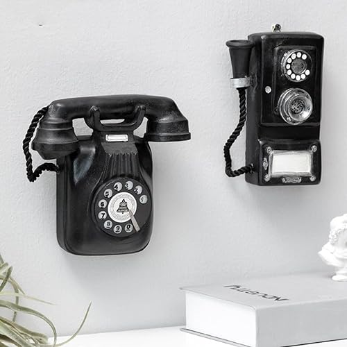 Miniatura 6 de Decoración de pared de línea fija de moda antigua, modelo de teléfono decorativo retro retro antiguo, accesorios de adorno de ventana de bar para