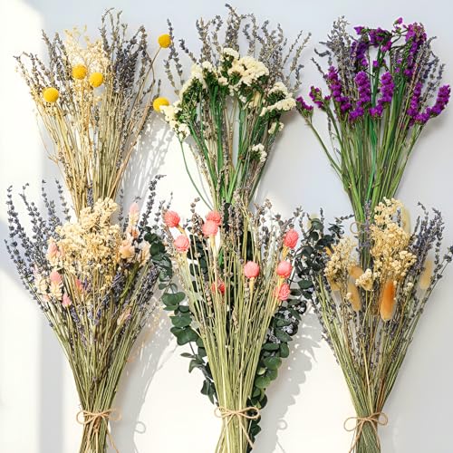 Bouquet de flores secas 6 piezas tamaño grande 15-17 pulgadas miniatura 1