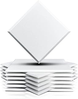 Fstop Labs 0.4" X 12" X 12" Inches Acoustic Absorption Panel, Beveled Edge Tiles Soundproofing Insulation (12 Pack, Upgrad...