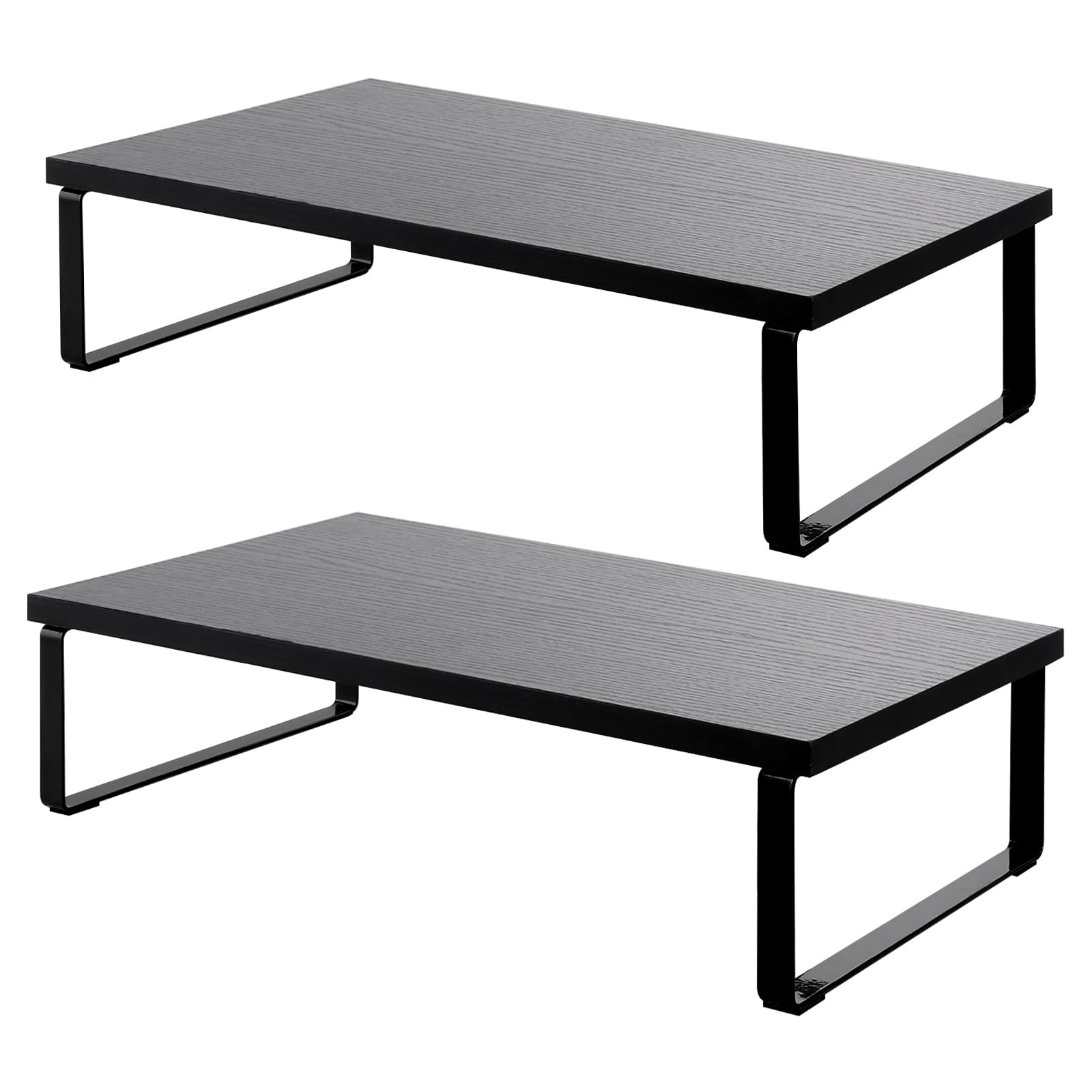 LOPYXBR 2Packs Wooden Monitor Stand Black Monitor Stand Holder 40x20x8cm