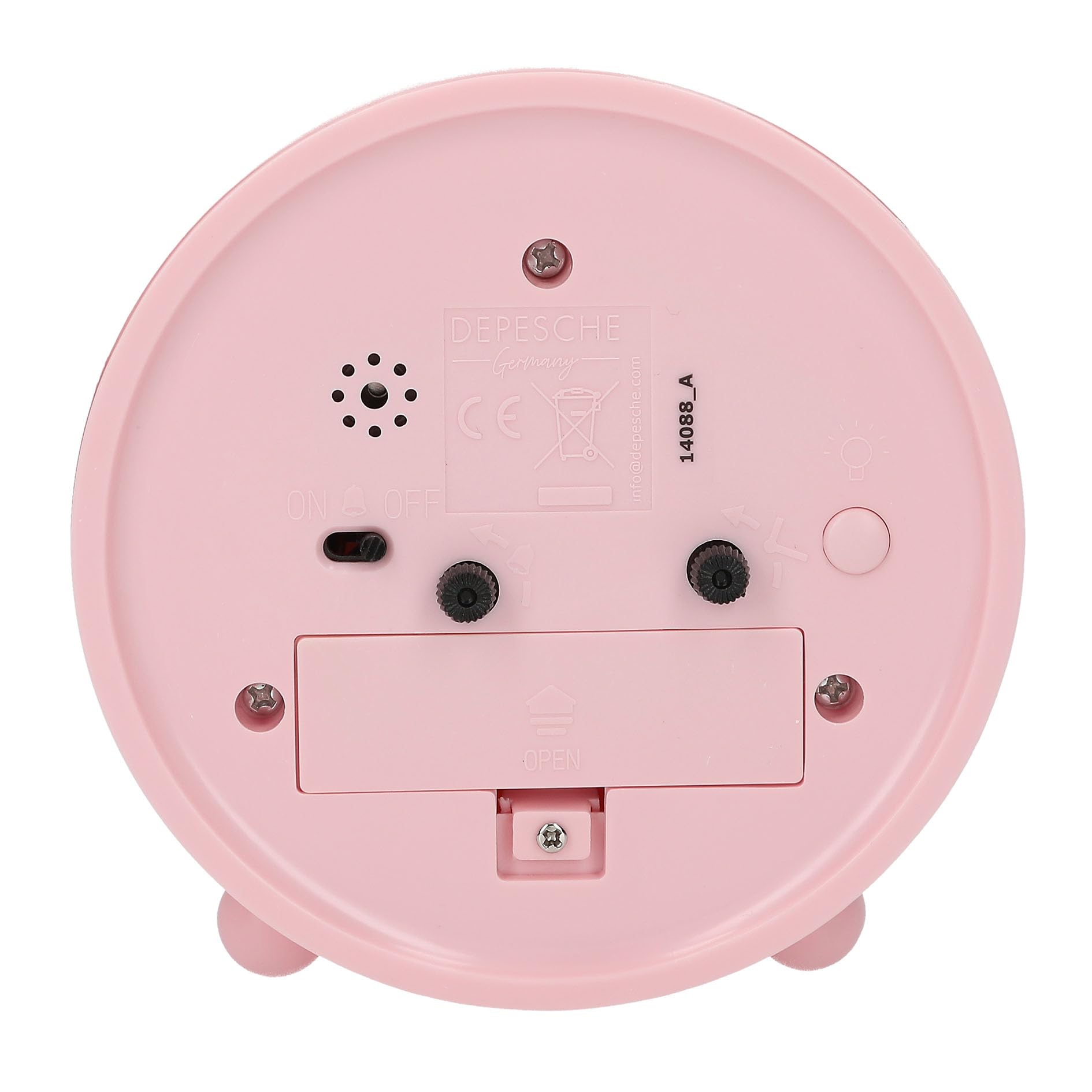 Depesche 14088 Miss Melody - Sveglia Rosa per Bambini con Motivo a Cavalli e Gattini, Orologio Silenzioso con Funzione Luce