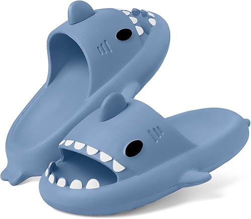 KVbabby Sandalias de tiburón para niños y niñas, pantuflas de ducha con forma de nube, bonitas sandalias de punta abierta con dibujos animados,