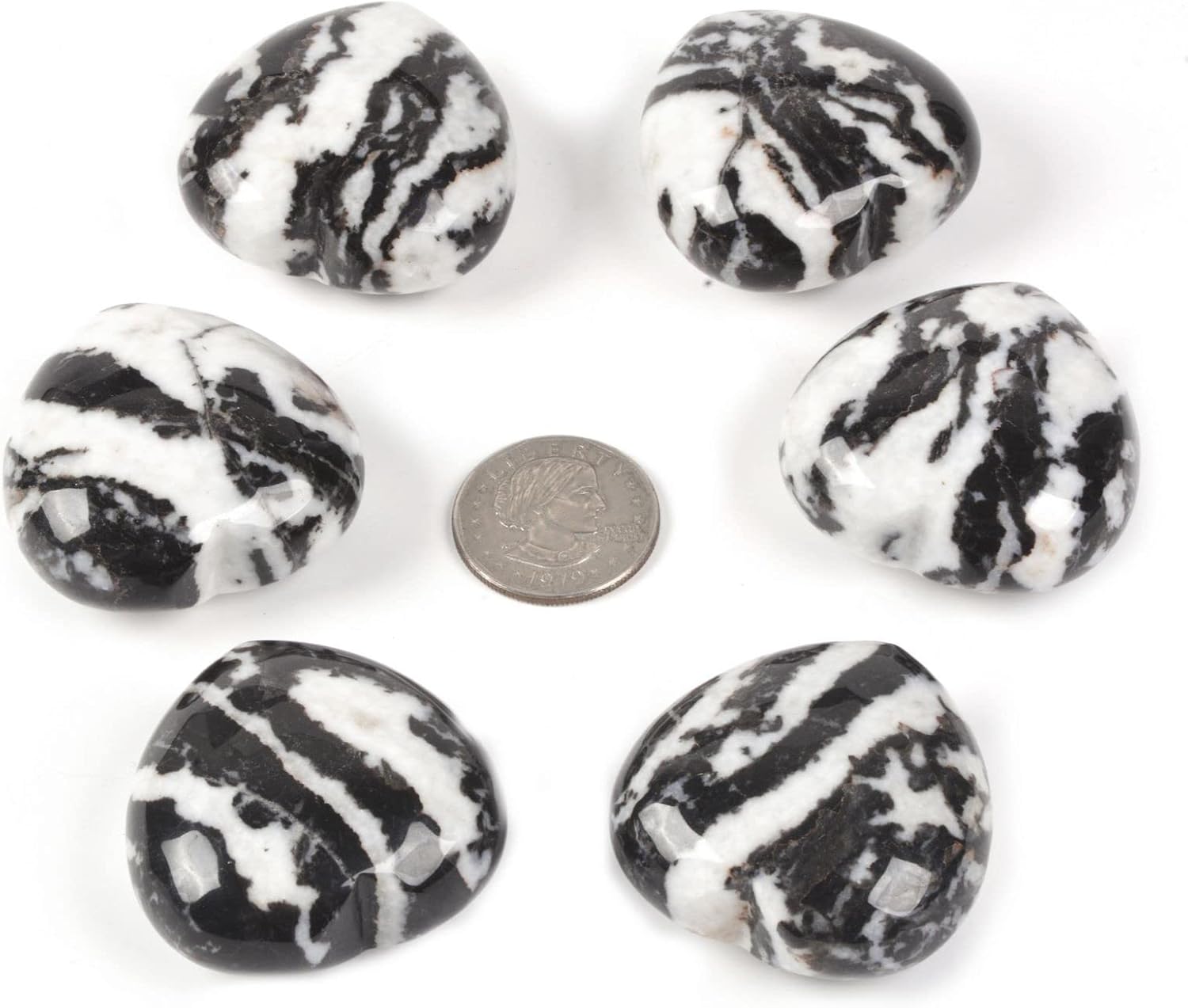 Zebra Jasper Heart Crystal Healing Stones Natural Gemstone Large Puffy Love Hearts Reiki Worry Palm Massager Stone 1.8 Inches - Image 2
