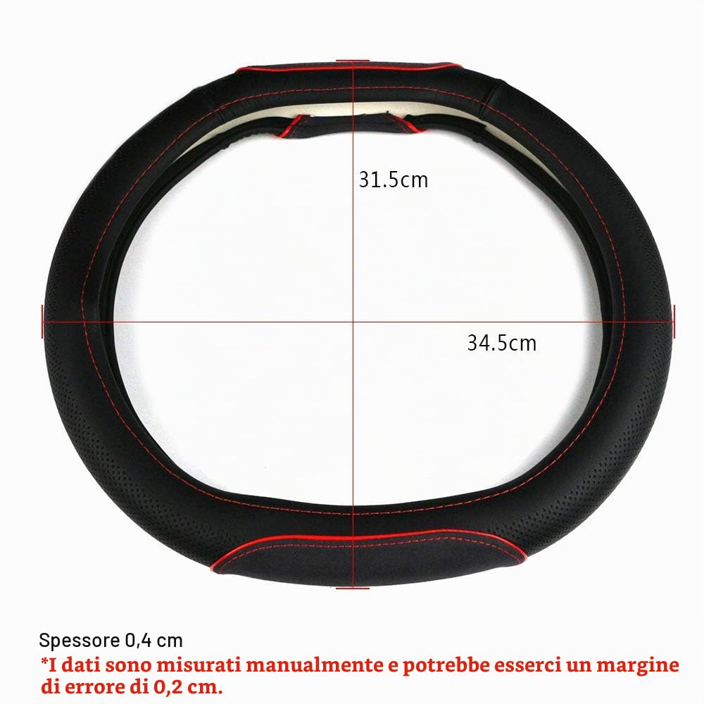 FMS PU Pelle Coprivolante Copertura Volante Copri Volante Auto Automotive Interni Accessori-resistente, Traspirante, Anti-scivolo, Inodore