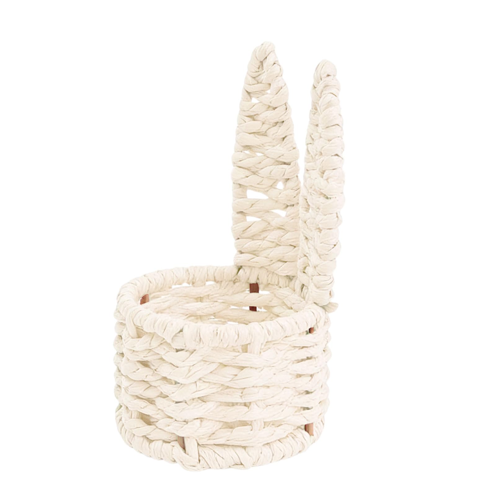NVOQILIN Hand Woven Miniature Easter Basket with Rabbits Ears for Candy Eggs Storage Home Decoration and Organization Tool Rabbits Ears Basket