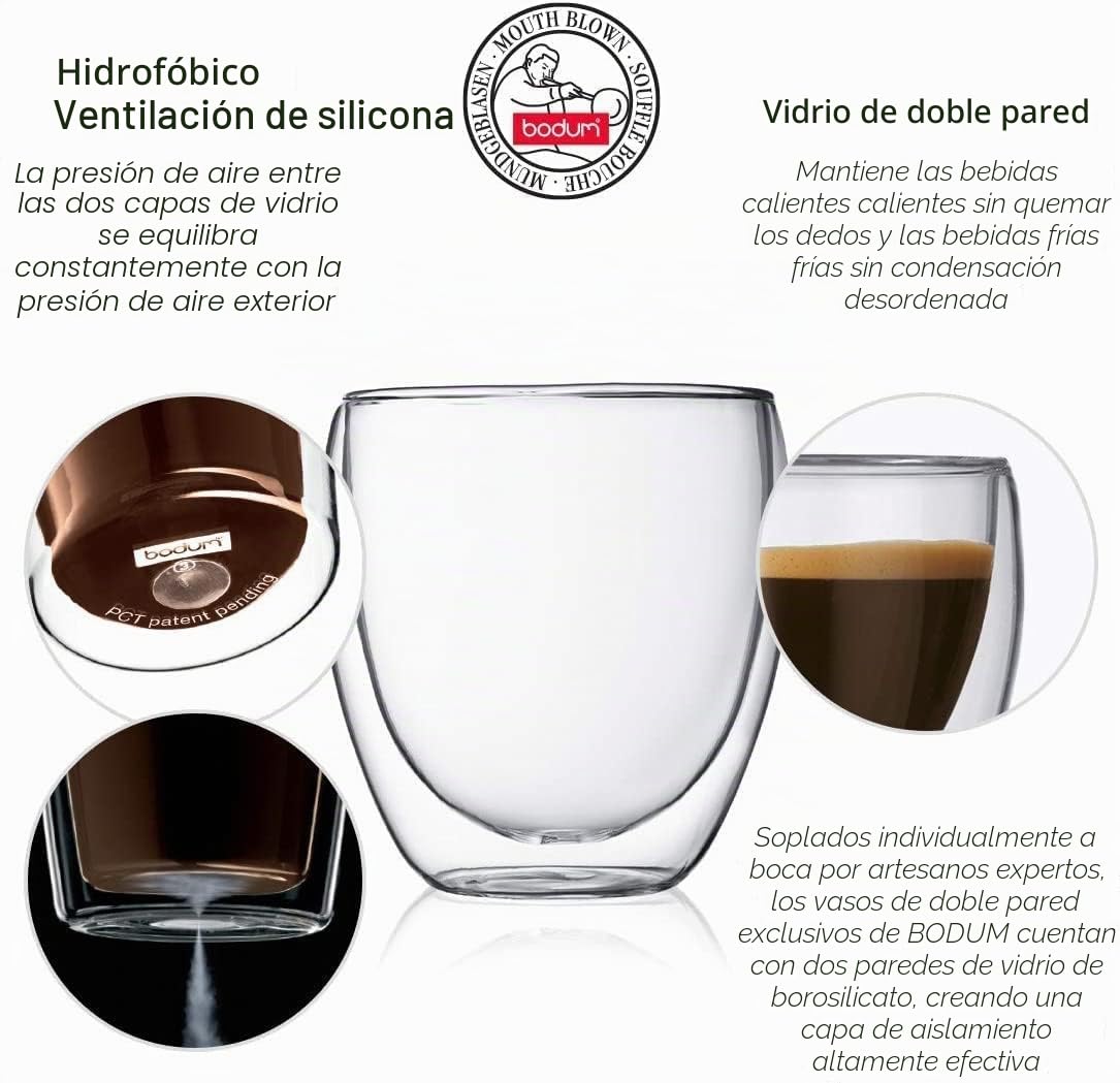 Bodum Assam - Set de 2 Vasos térmicos, 0,4 l, borosilicato, Transparentes