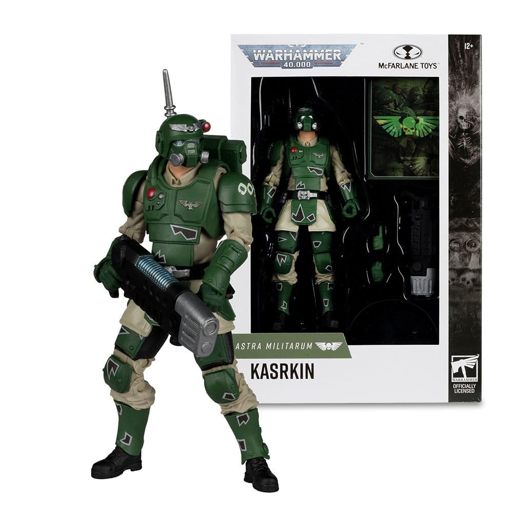 Bizak McFarlane Astra Militarum Karskin Warhammer 40000, videogioco online, scultura articolata da 18 cm con accessori, biglietto d'arte da collezione e base espositiva, (64380961)