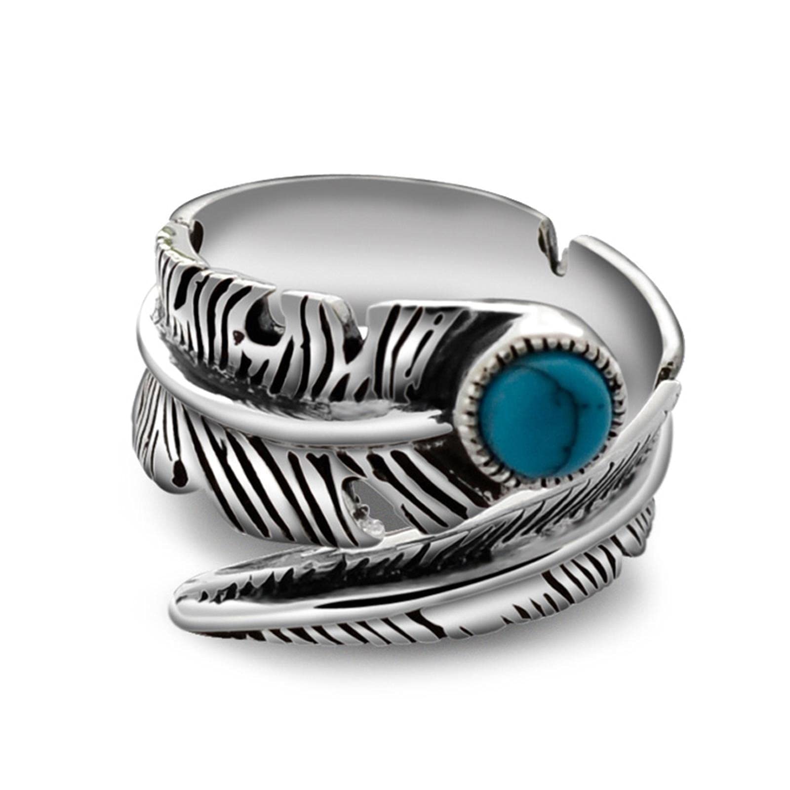 Anello Turchese Argento 925 Unisex - Modello Erba Tang Regolabile