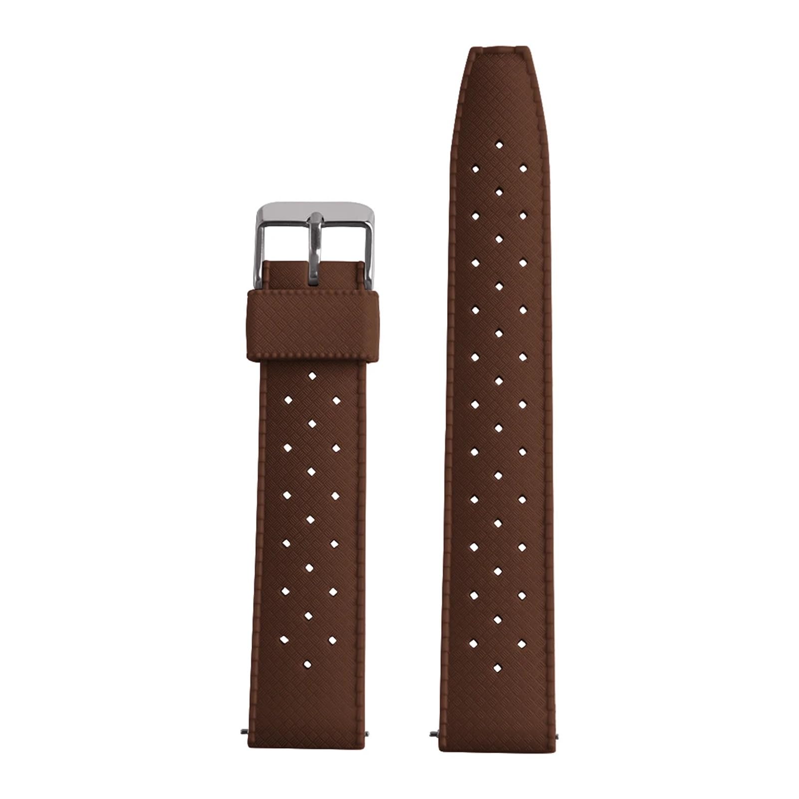 Tropical Rubber Watch Band 22mm Silicone Diver Strap Quick Release Coffee
