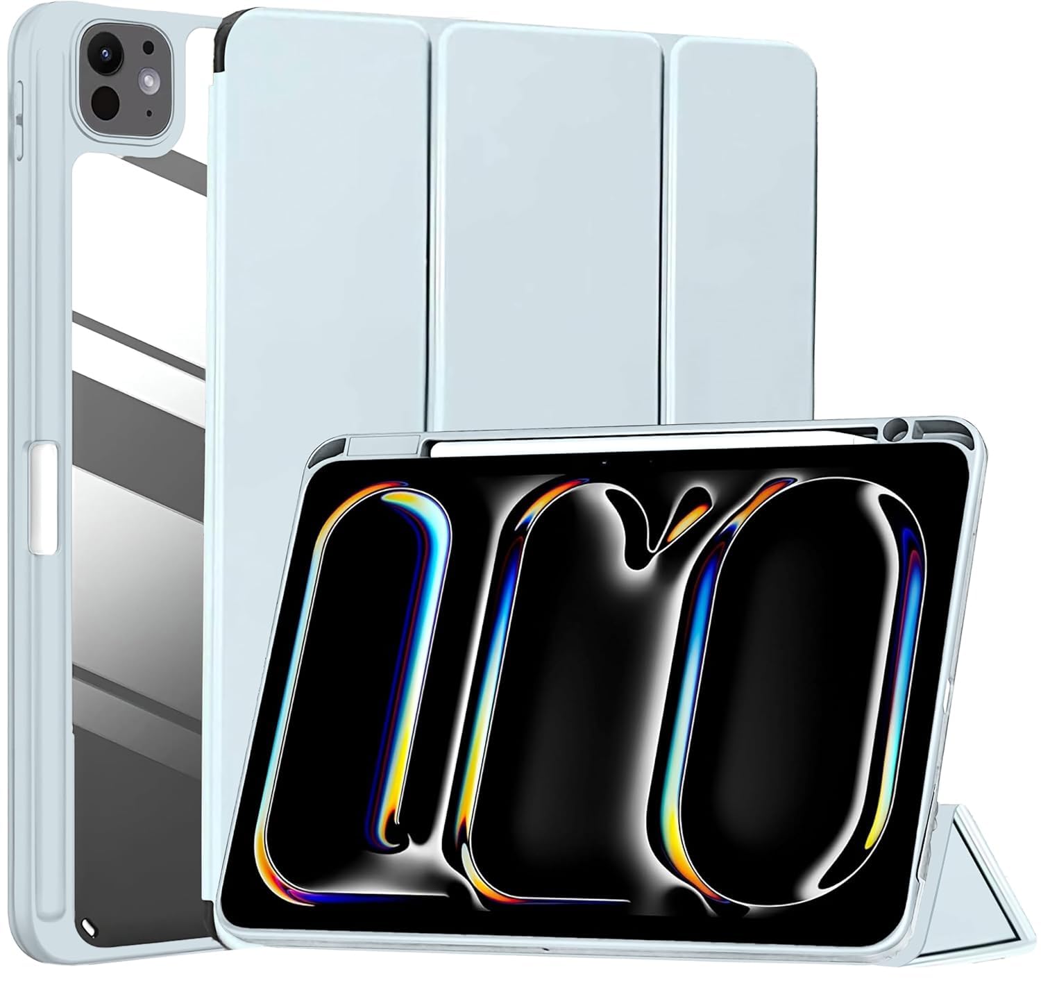 ProElite Case Cover for Apple iPad Pro 13 M4/M5 2024/2025 Cover, Transparent Smart Flip Cover for iPad Pro 13 inch M4/M5 2024/2025 with Pencil Holder, Haze Blue-image-28