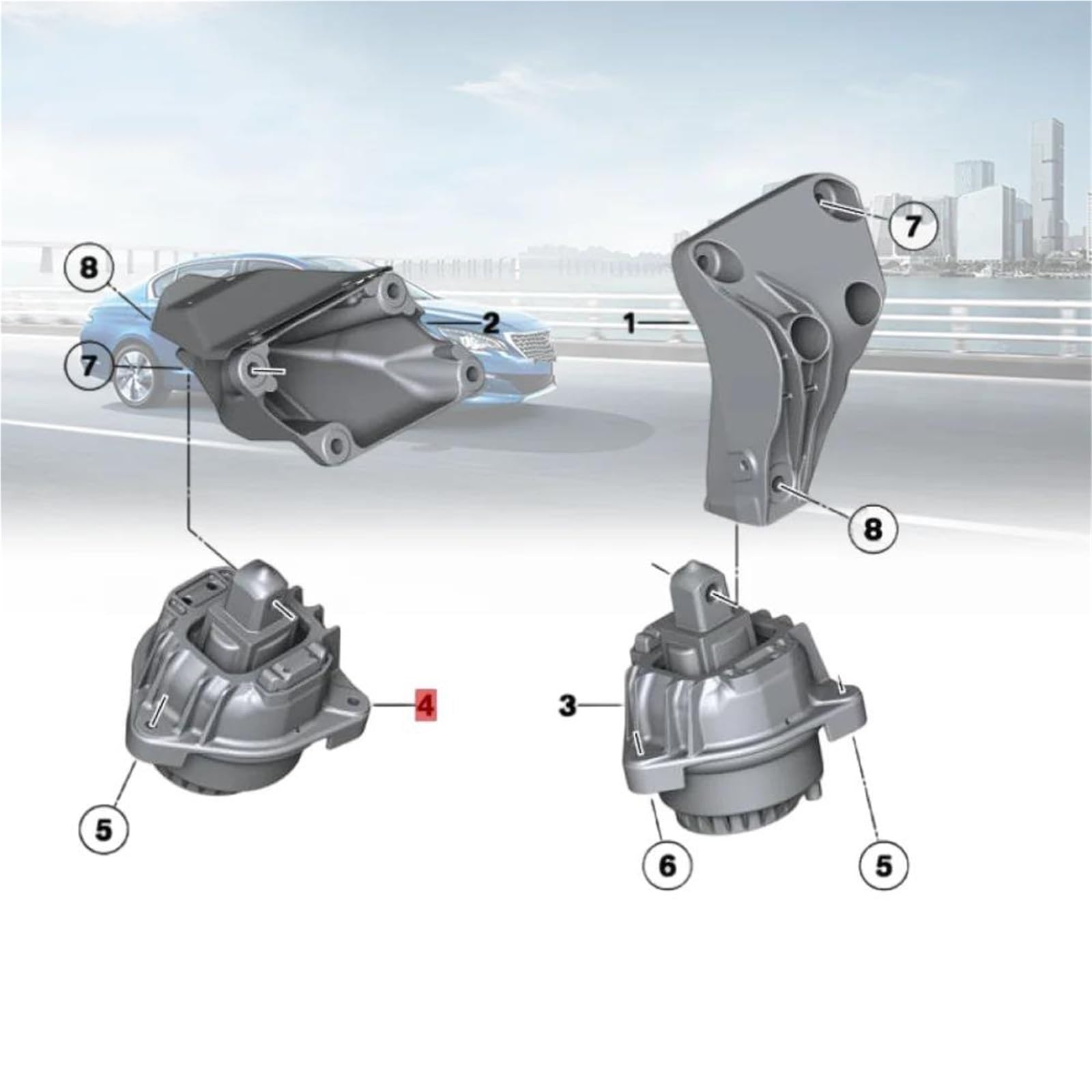 Generico Revisione del Motore Supporto Motore 2 Pezzi per BMW F07 F10 F11 520i 523i 523d ​​525d 528i 530i 550i F12 F13 650i 22117935149
