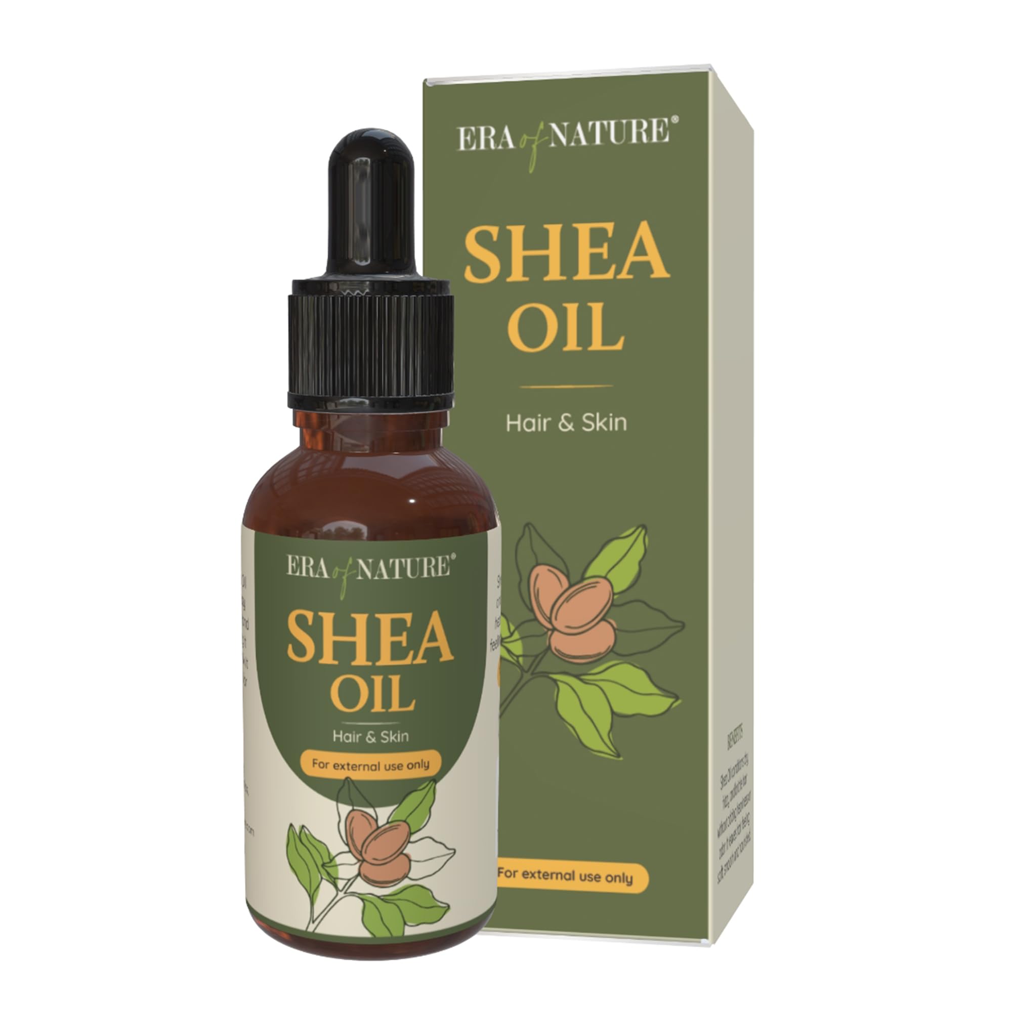 era of nature Shea Oil, 100% Pure & Natural Hair & Skin Moisturizer, Non-Greasy, Deeply Nourishing, Vegan & Cruelty-Free, 1oz
