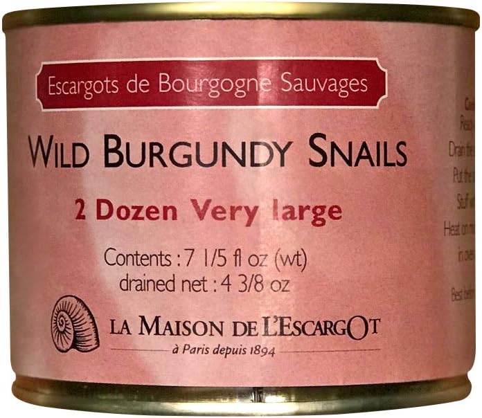 Escargots de Bourgogne Sauvages Premium Wild Burgundy Snails – Rated Number One – Best For Recipes, Various Sizes … (2 Dozen Very Large)