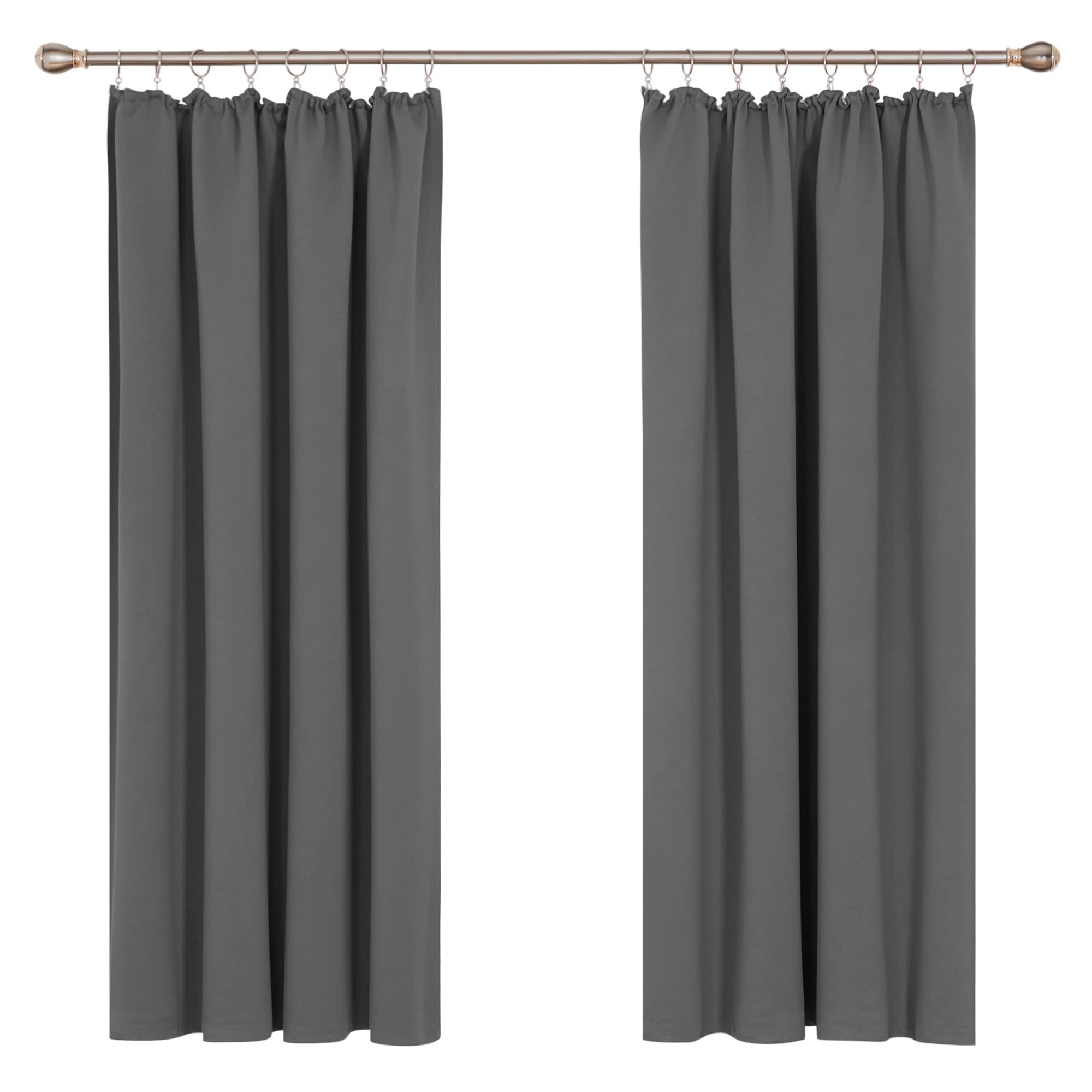 Deconovo Vorhang Kräuselband Vorhänge Kälteschutz Blickdicht Gardine mit Kräuselband Winter Gardinen Wohnzimmer Modern, 138x117 cm(HöhexBreite), Hellgrau, 2er Set
