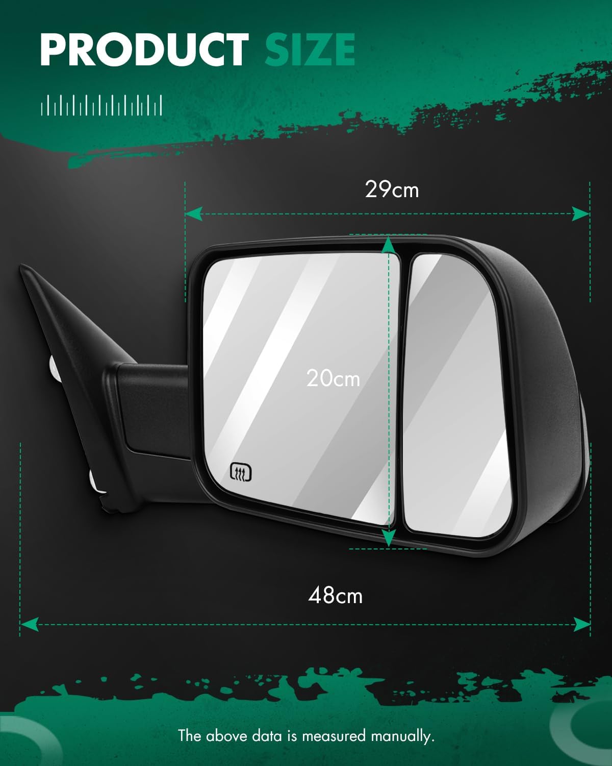 SCITOO Towing Mirrors fit for Dodge for Ram High Perfitmance Exterior Mirrors fit 1998-2002 for Ram 1500 for Ram 2500 for Ram 3500 with Power Controlling Heated Manual Flipping up and Telescoping