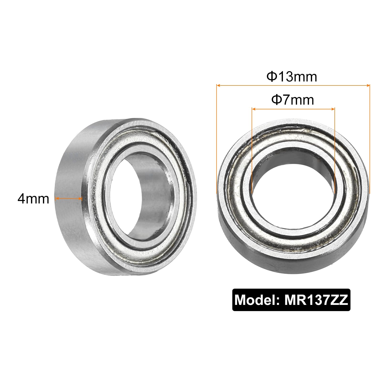 QUARKZMAN 15 sztuk sztywne łożyska kulkowe MR137ZZ 7x13x4mm Miniaturowe łożysko ze stali chromowanej podwójne ekranowanie precyzyjnych łożysk, P6 (ABEC 3)
