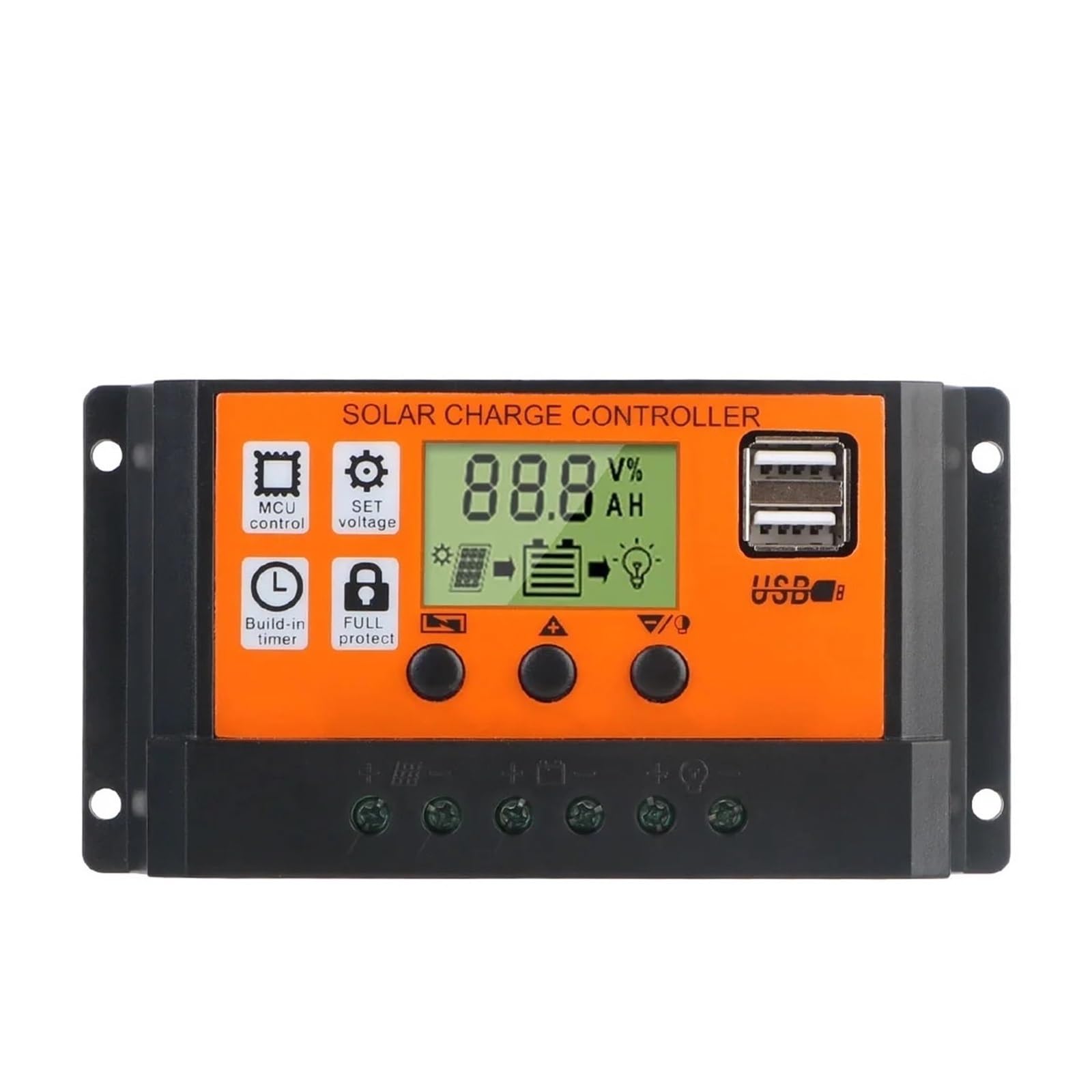 Solar Charge Controller, Colorful Screen Built-in Timer LCD Accessory 10A 20A 30A 12V 24V Automatic Recognition Of Solar Controller PV Regulator(20A)