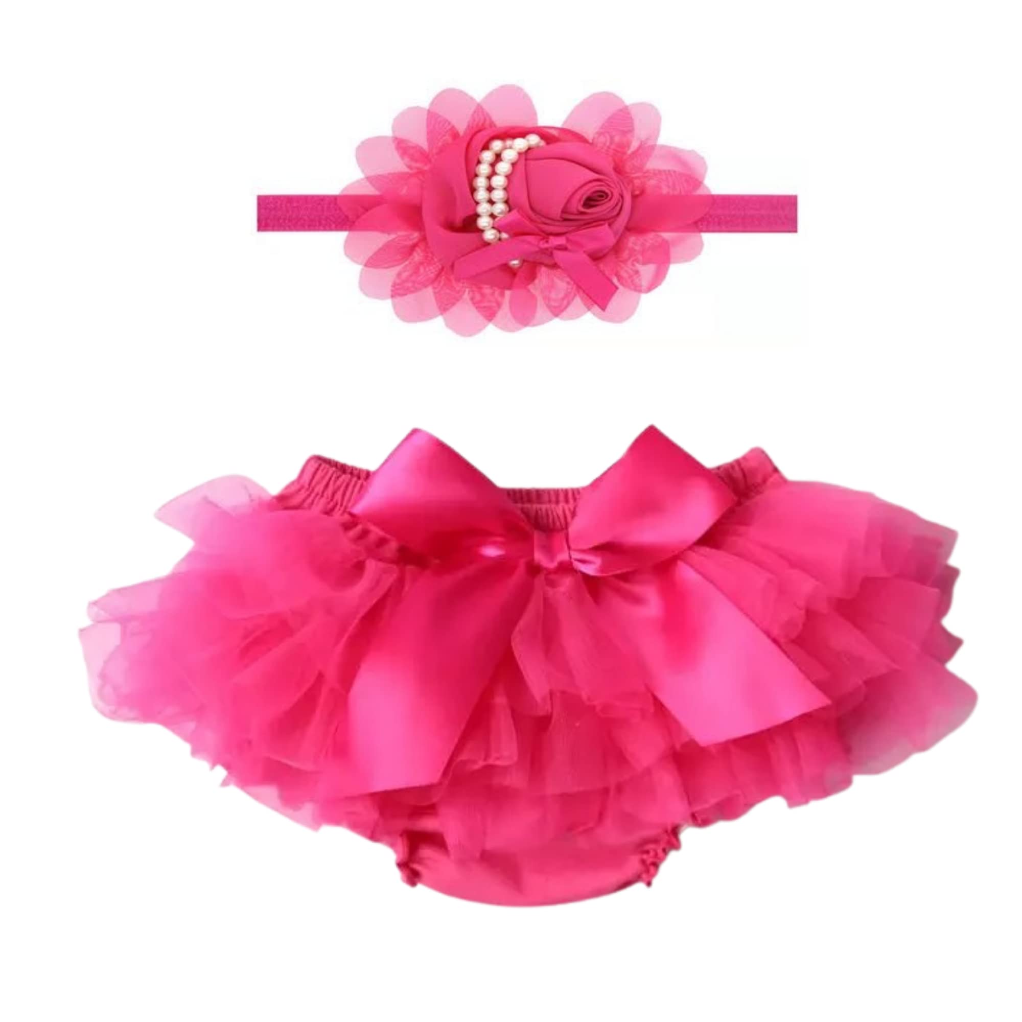 Baby Girl Pink Tutu Soft and Fluffy - Baby Girl Tutu Skirt with Diaper Cover - Infant Tutu with 2 Headbands - Tutus for Girls