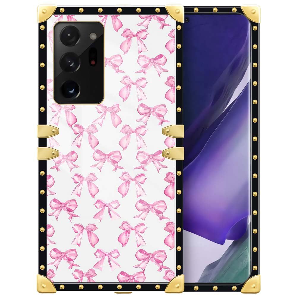 TAMEFOX Compatible with Samsung Galaxy Note 20 Ultra Case,Pink Bow-A for Women Girls Exquisite Patterns Soft TPU Shockproof Protective Phone Case for