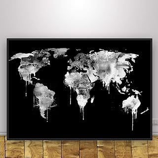 World Travel Map, Black and White World Map Unique Design Poster Print Traveler, Geography art, Modern Large Earth Atlas Graphic, Unframed print