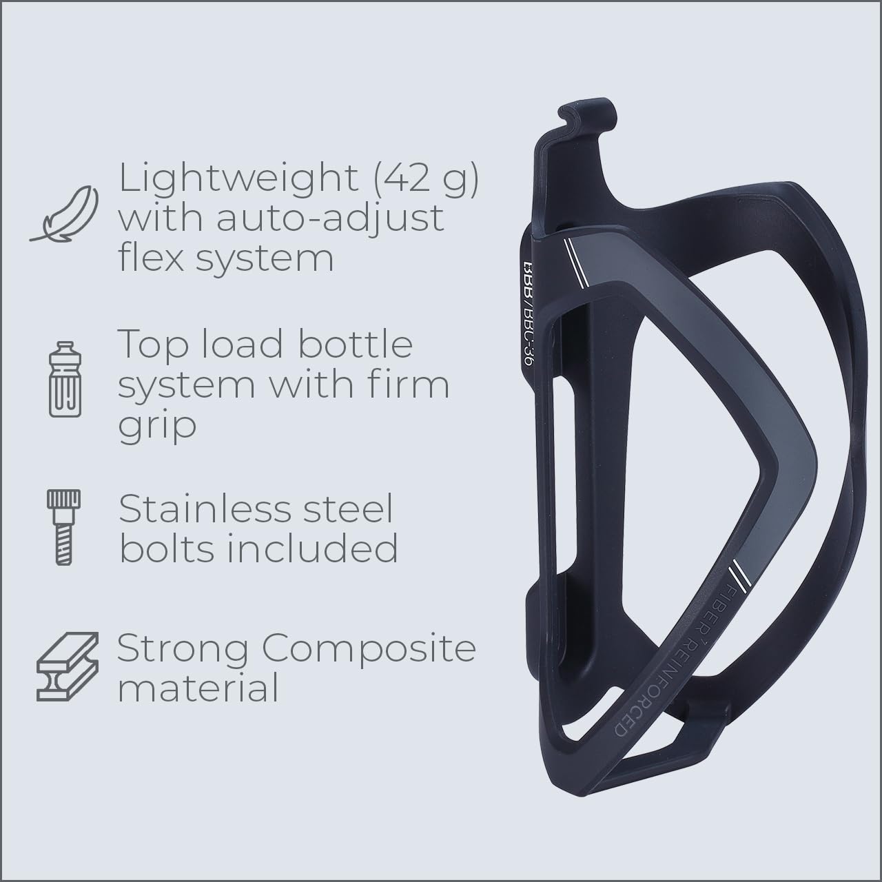 BBB Cycling FlexCage CompTank, Combinazione di Bottiglie d'Acqua e Supporto Bici, Nero/Bianco, Taglia Unica