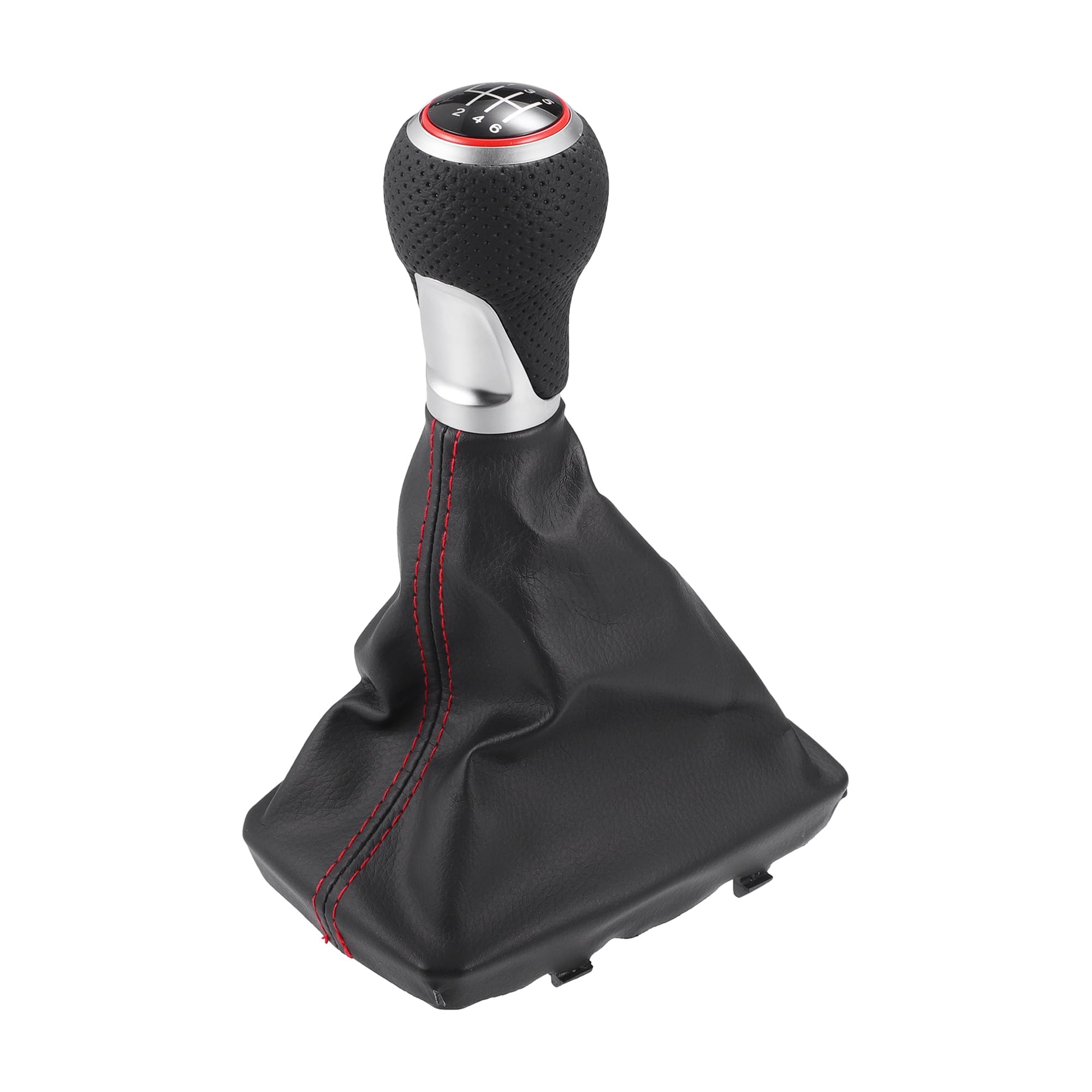 Pomello Cambio Manuale Per Audi S-Line 07-15 1 Pezzo | Per Audi S4, Colore Nero Rosso, Materiale Ecopelle Plastica, Diametro Foro 12mm, Dimensioni 14.5x10.6x24cm, 1 Pezzo