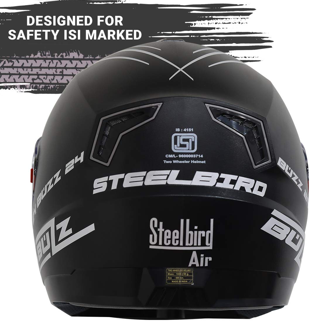 Steelbird SBA1 Buzz Reflective Full Face Helmet with Extra Clear Visor