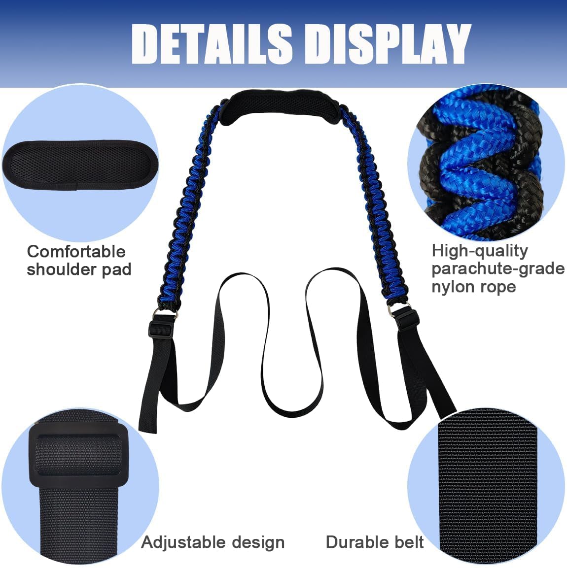 Upgrade Cooler Strap for Engel-13qt and 19qt, Adjustable Shoulder Harness and Buckles, Black and Blue Weave Design, Cooler Accessories,Heavy-Duty Carry System
