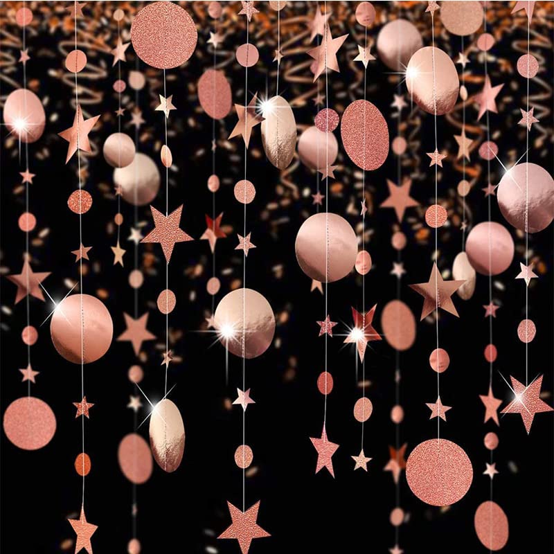 Amazon.com: Rose Gold Party Decoration Rose Gold Star Circle Dot ...