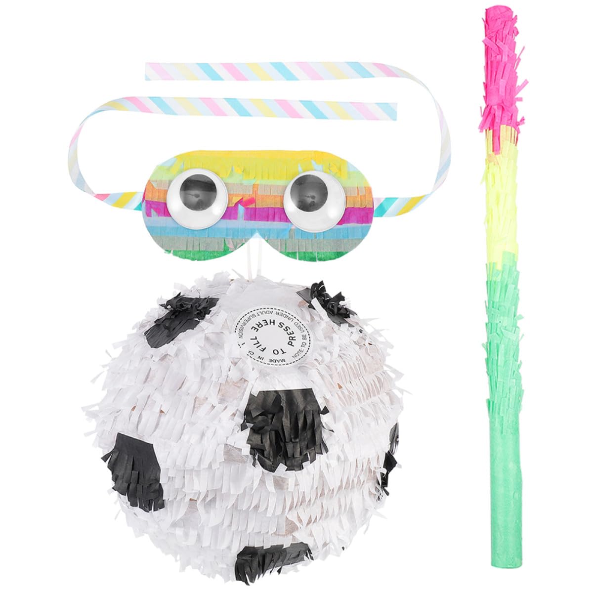 Piñata de Fútbol para Fiesta Infantil con Palos y Venda, Material de Papel Resistente, Crea Ambiente Alegre y Decoración Creativa para Celebraciones