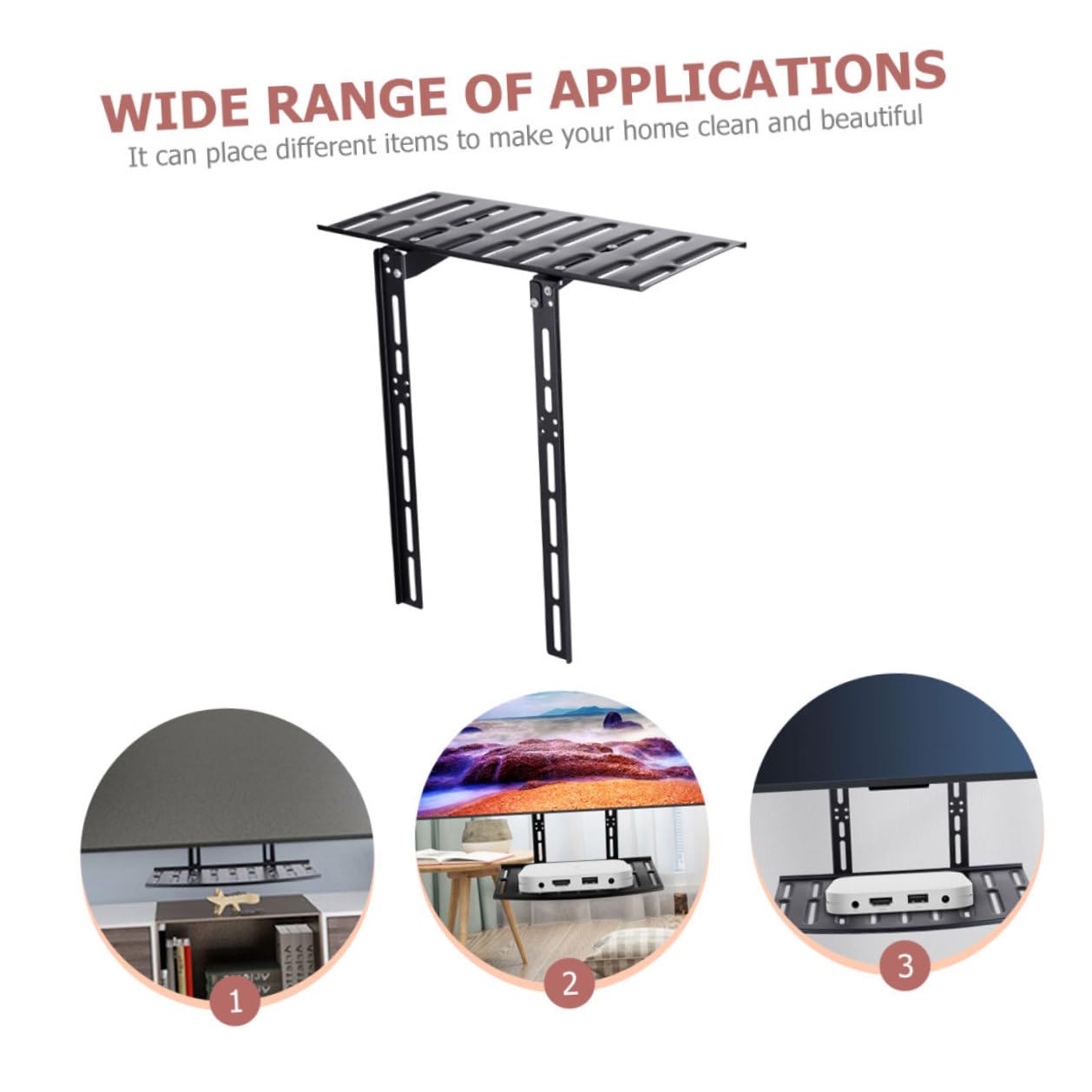 ERINGOGO Tv Wandregal für Router und Receiver Schwarz Wandhalterung ohne Bohren Kabelorganizer für Wohnzimmer Monitor Ablage Vielseitiger Tv Rack Organizer