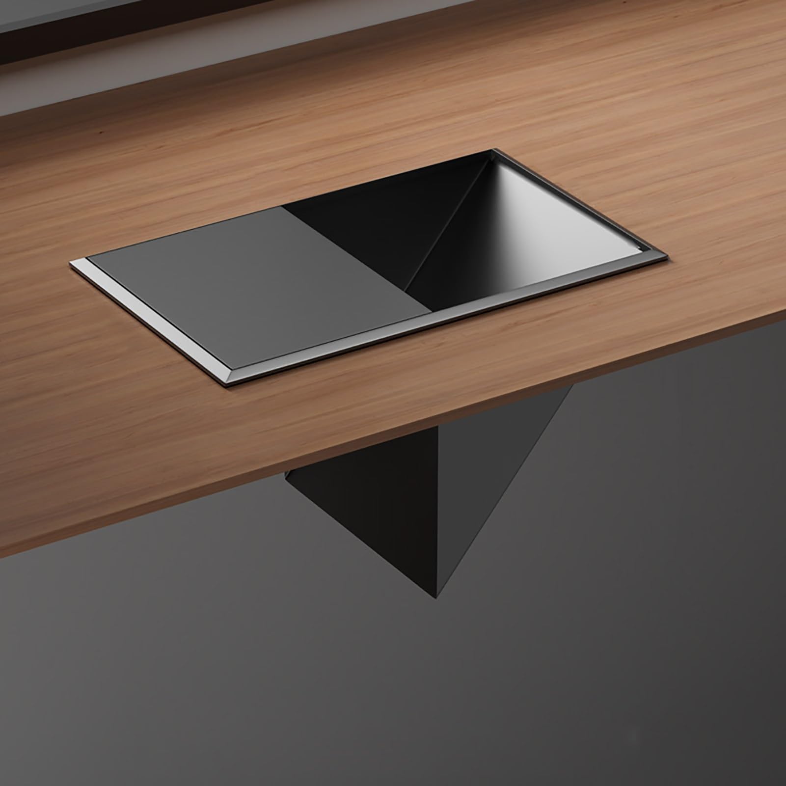 TIANQIHAO Recessed Countertop Trash Can Lid, Stainless Steel Garbage Bin Cover For Home Kitchen & Office,Gray