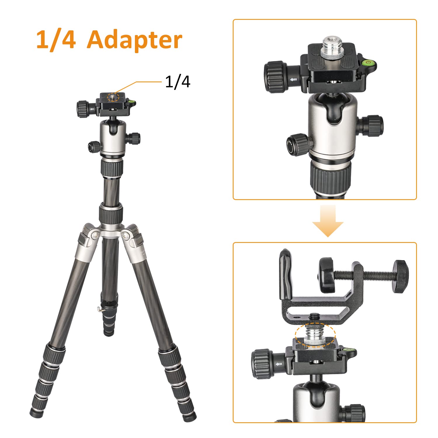 Adattatore Filettato 2 Pezzi Da 1/4 A 5/8 - Per Treppiedi, Livelle Laser, Fotocamere (nero) - Foto 2