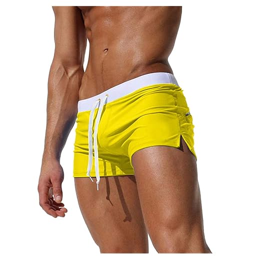 TONLEN Calção de banho masculino curto com bolso com zíper
