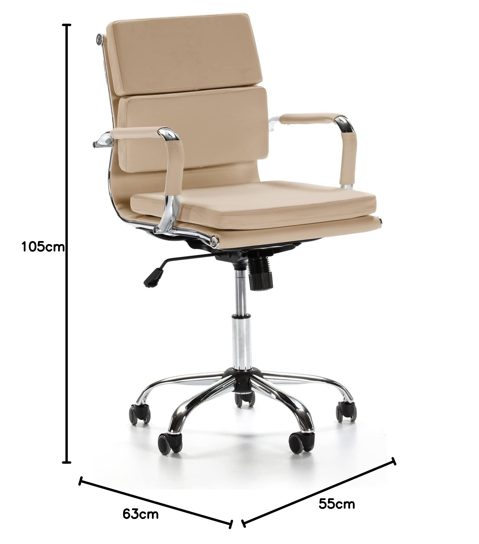 Luxy Nulite bureaustoel met ribbed leren bekleding - Design Online Meubels