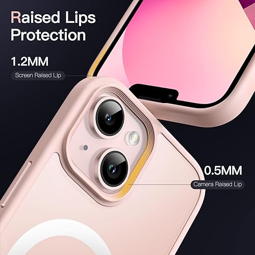 Miniatura 6 de JETech Funda magnética para iPhone 13 de 6.1 pulgadas, compatible con MagSafe, translúcida mate, delgada, a prueba de golpes, color rosa tiza