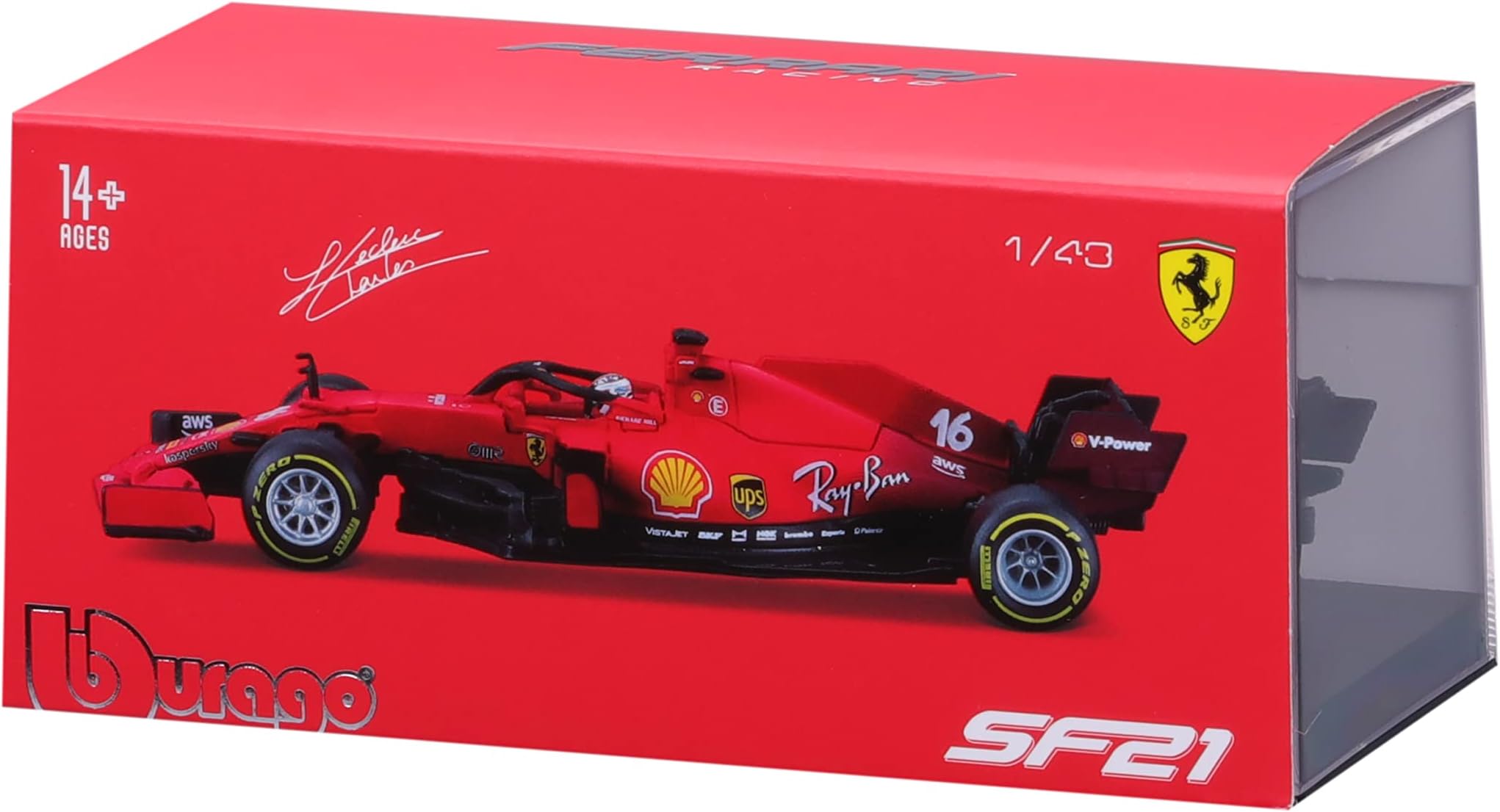 Bburago1:43 Ferrari Racing - SF21 (with helmet) Diecast Car