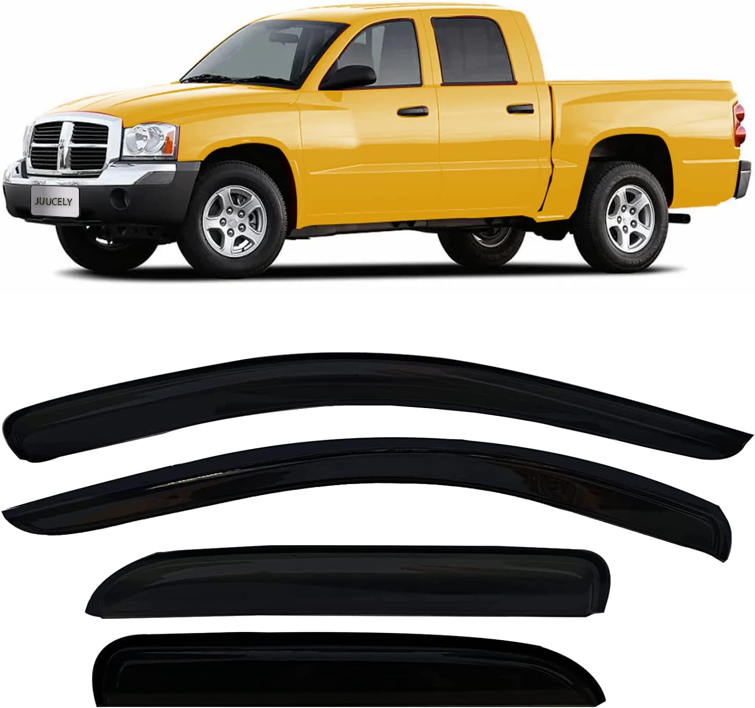 Side Window Visors rain Guards Vent Deflectors for 02-08 Dodge Ram 1500, 2003-2009 Ram 2500 & 3500 with Quad Cab Shade 94623 Compatible with Dodge Ram 1500 2002-2008