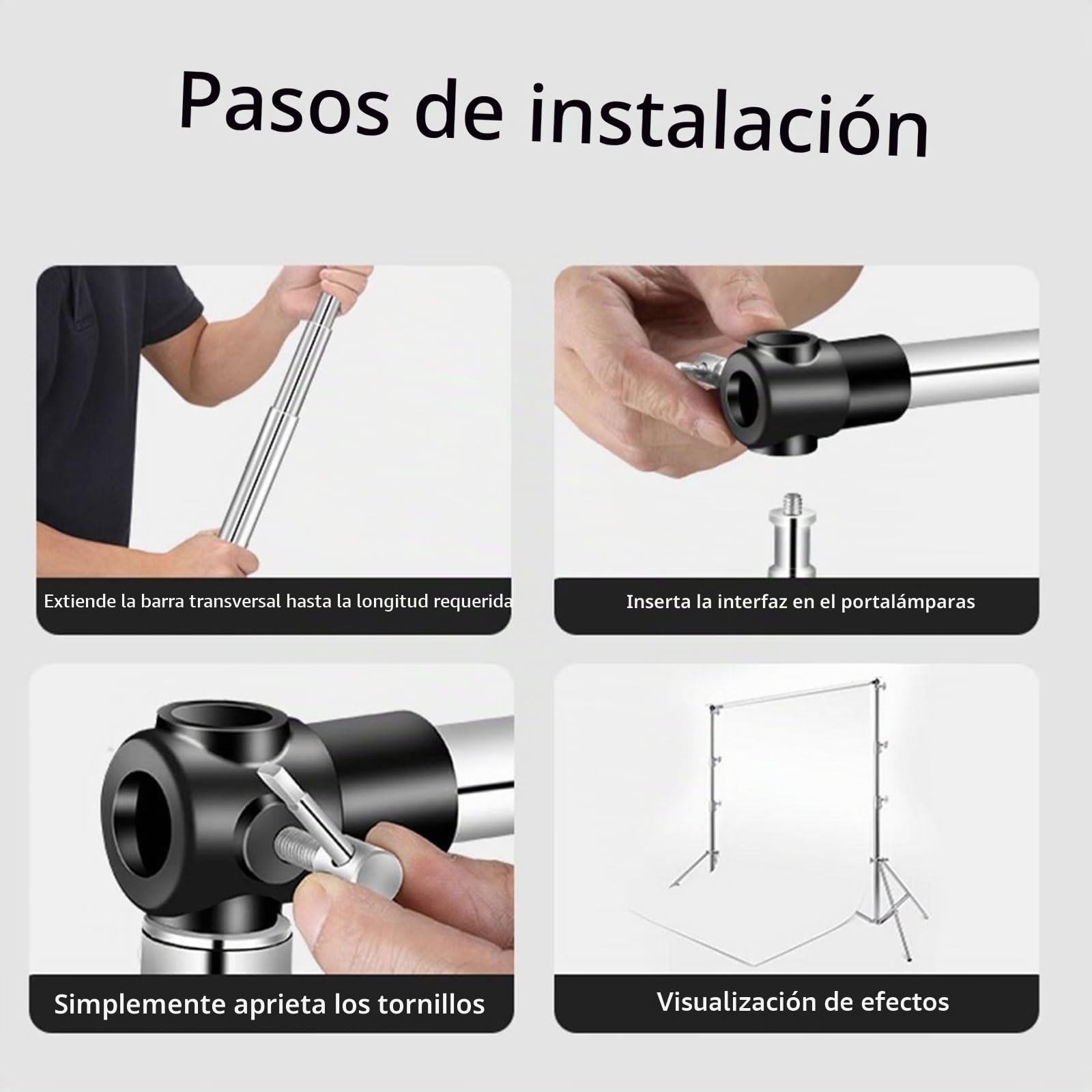 Barra telescópica ajustable de 117 a 300 cm para fondo de estudio
