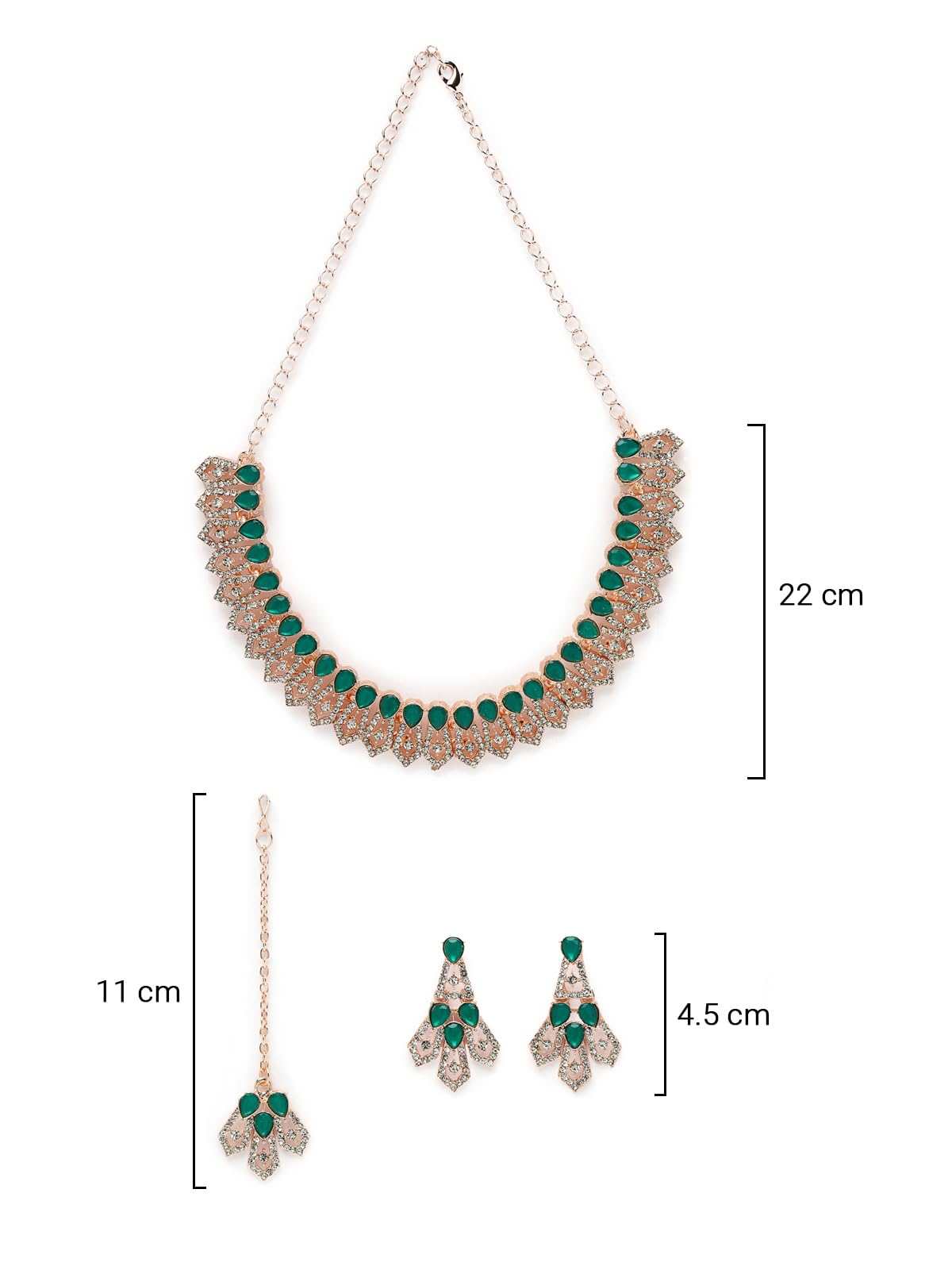 AD Stones Necklace Set with Earring and Maangtika